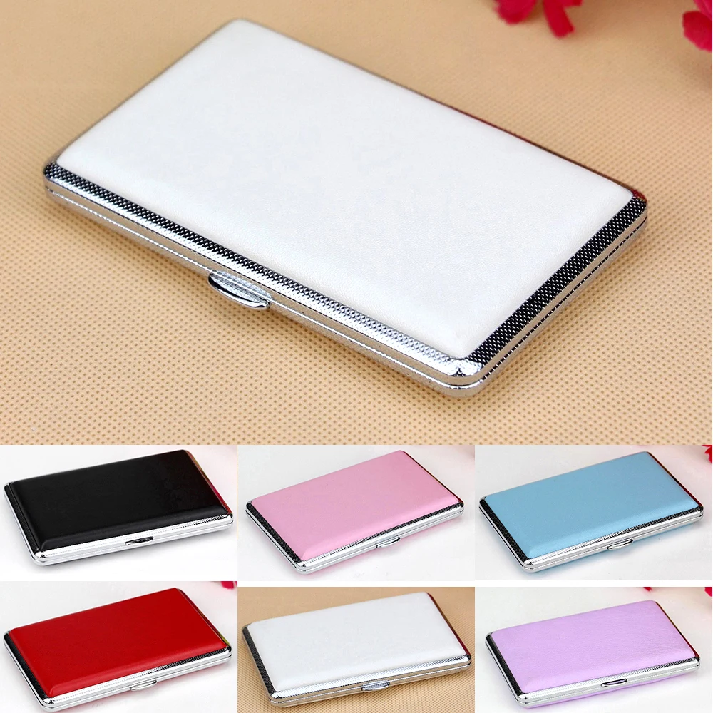 

New Cigarette Case 7 Colors Cigarette Box Solid Color Leather Case 11cm Smoking Pouch for 14 Cigarettes CC308-A
