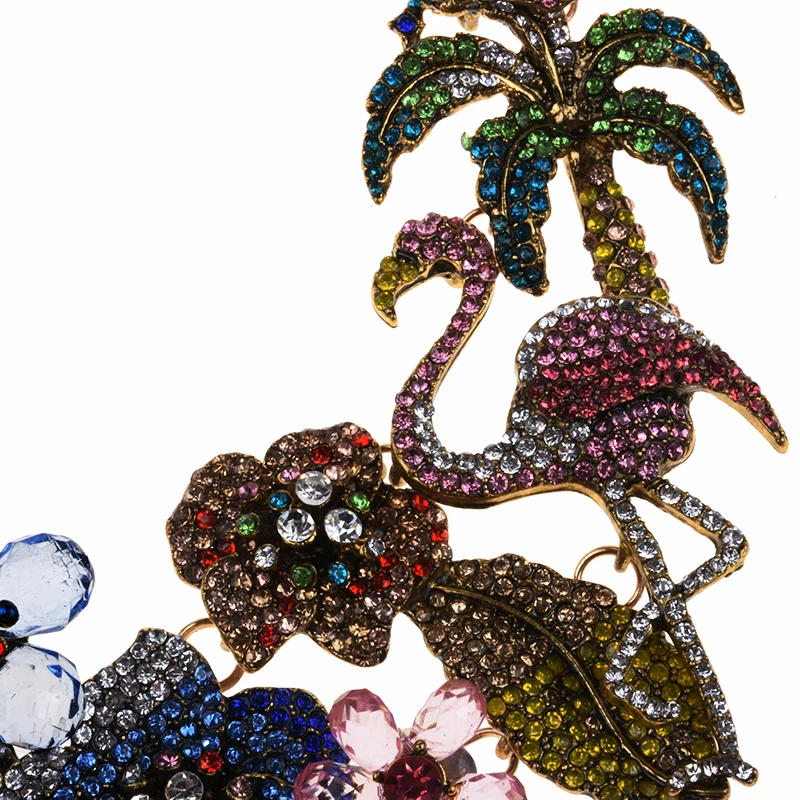 Красочные Стразы колье-чокер с цветами женские ювелирные изделия богемное Эффектное свадебное ожерелье из хрусталя женские аксессуары