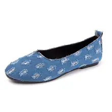 Прямая с фабрики модные брендовые Дизайнерские повседневные туфли Женская открытая непарная обувь женская джинсовая парусиновая обувь мотоциклетная обувь