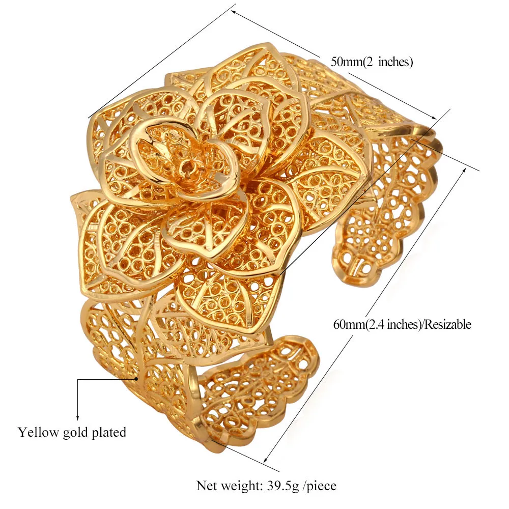 U7 Украшения Для Женщин Винтаж Цветок Золото/Серебро Цвет Браслет-Манжет Ювелирные Изделия Оптом Подарок H591