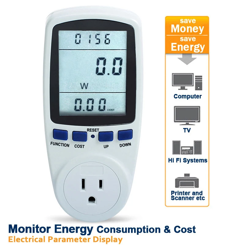 Plug in Power Consumption Meter Energy Electricity Usage Watt