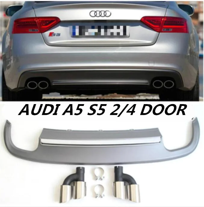 

4 Outlet ABS Rear Bumper Diffuser with Exhaust Tips For Audi A5 S5 2/4-door 2012 2013 2014 2015 2016