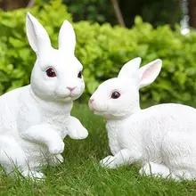 2 шт./лот, смола моделирование кролик украшения открытый газон изготовление садовых украшений милый маленький зверь садоводства мебели