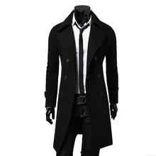 Trench Coat Men Jacket Mens Overcoat Casual Slim Fit Windbreak Solid Long Coat Men Fashion Winter Coats Plus Size