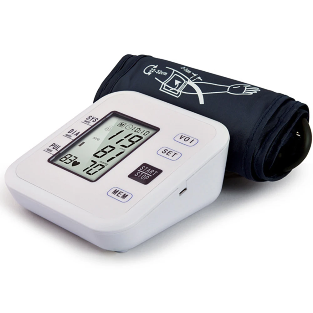 

Arm Blood Pressure Monitor Tonometer Medical Equipment LCD Apparatus for Measuring Pressure Home Heart Beat Meter Machine