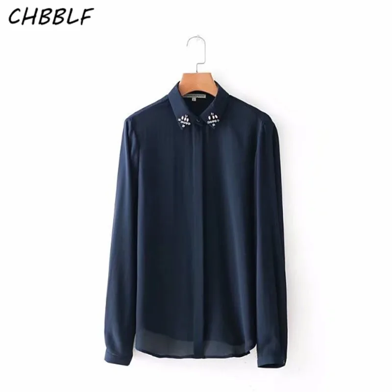 

sweet diamonds collar shirts long sleeve blue blouse ladies basic office wear loose tops O8535
