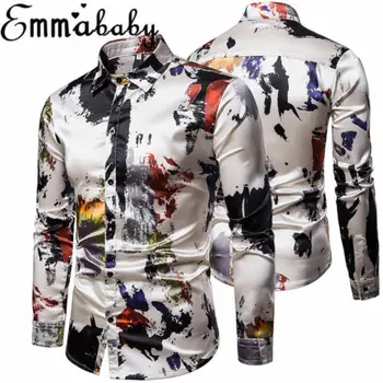 

Trendy Men's Luxury Slim Fit Floral Shirt Long Sleeve Dress Shirts Casual Tops