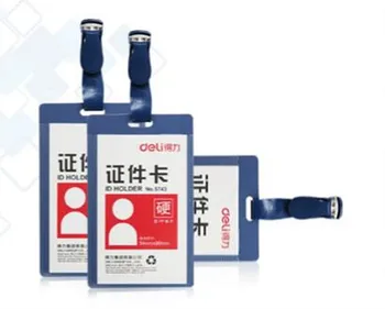 

10pcs/lot Vertical Plastic ID Card Name Tag Badge Holder With Badge Strap Clip Office School Company Supplies Stationery