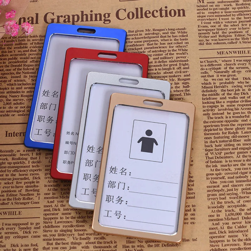 

Metal credit card wallet women men bank card bag black card Case Bus ID holders Identity badge with badge reel id card holder
