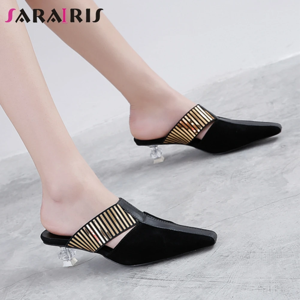 

SARAIRIS 2019 Hot Sale Square Toe Summer Pumps Woman Shoes Mix Color Slip On Strange Style Shoes Woman Pumps Female