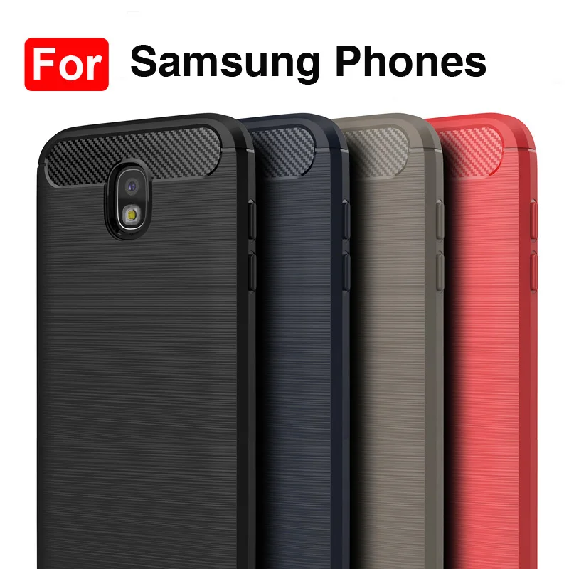 Силиконовый чехол из углеродного волокна ТПУ для Samsung Galaxy S8 S9 Note 8 9 J4 Plus J6 J2 Pro J8 A6 A8
