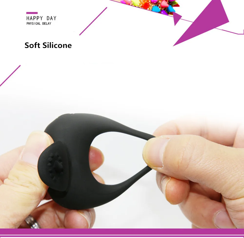 Penis Ring Male Famale Vibrator Rotator Delayed Ejaculation Flirt Silicone Lock Cockring Adult Sex Toys for Couple Men Women (9)