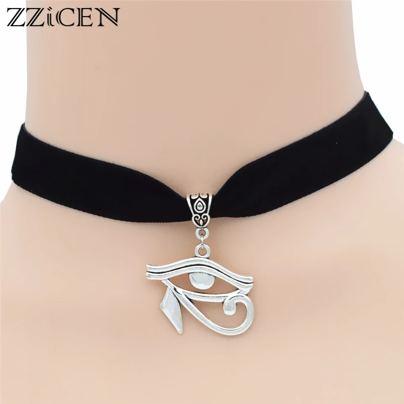 

New Vintage Trendy Ancient Egypt Totem Round Eyes of Horus Charms Pendant Lucky Women's Egyptian Eyes Love Sexy Choker Necklace