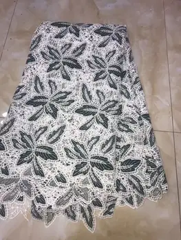 

Heavy Nigeria guipure lace fabric with beads beautiful flower design African cord lace fabric 5 yards per lot