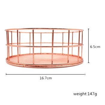 

Nordic Metal Wrought Iron Desktop Storage Basket Mesh bottom Round Storage Basket Sundries Cosmetic Home Organizer Container