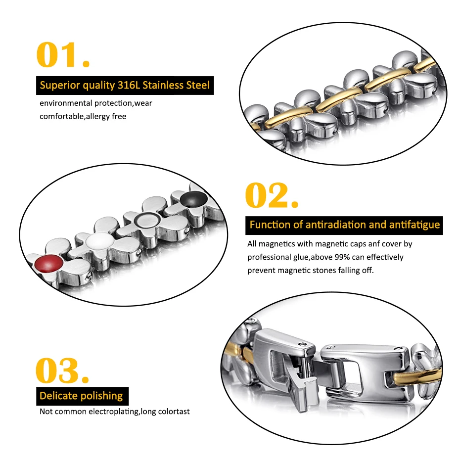 Stainless Steel Magnetic Power Bracelets (14)