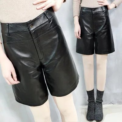

New Leather Slim Sheepskin Casual Shorts