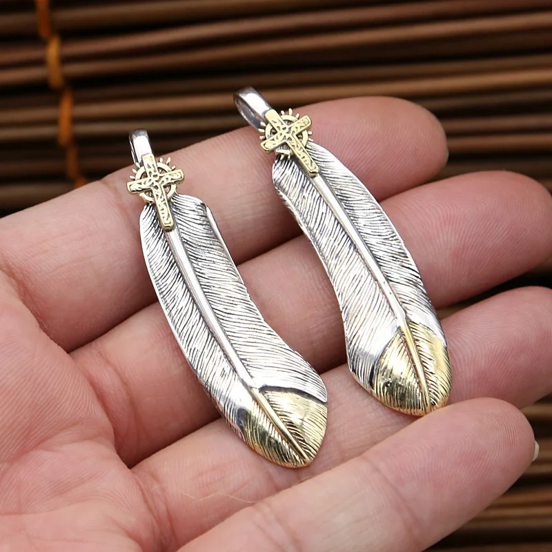 

Ювелирные изделия из стерлингового серебра S925 в стиле ретро тайского серебра Такахаси Хоро ручной работы перо винтажные подвески для мужчин и женщин