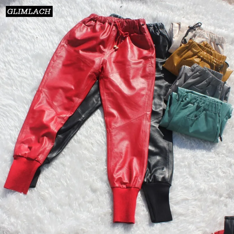 Dame Echt Lederen Broek Joggers Schapenvacht Zachte Echte Lederen Broek Vrouwen Casual Multi Color Plus Size Harembroek Vrouwelijke Dame Echt Lederen Broek Joggers Schapenvacht Zachte Echte Lederen Broek Vrouwen Casual Multi Color Plus Size Harembroek Vrouwelijke