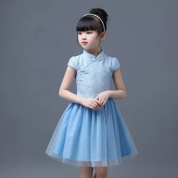 

Girls Summer Dress Children Baby Fashion Dress Clothes Kids Tang Chinese Style Cheongsam Party Dress Princess Net Show Clothing