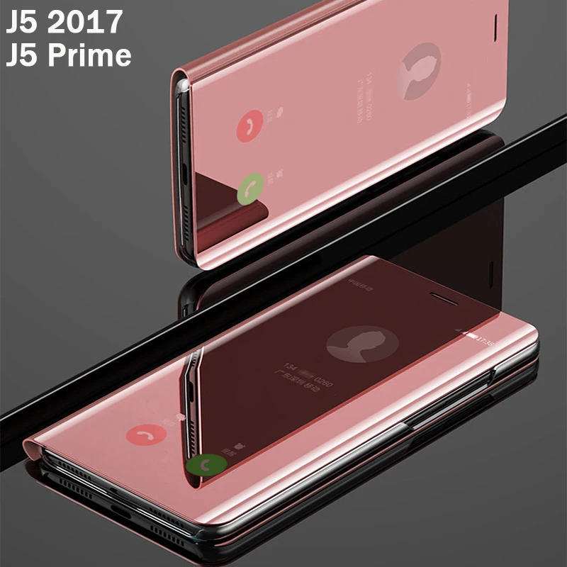 

Flip Smart Mirror Phone Cover,case,For Samsung galaxy J5 2017 J530 J5 Prime j5prime Hard Leather Clear View Rose Gold Back Cases