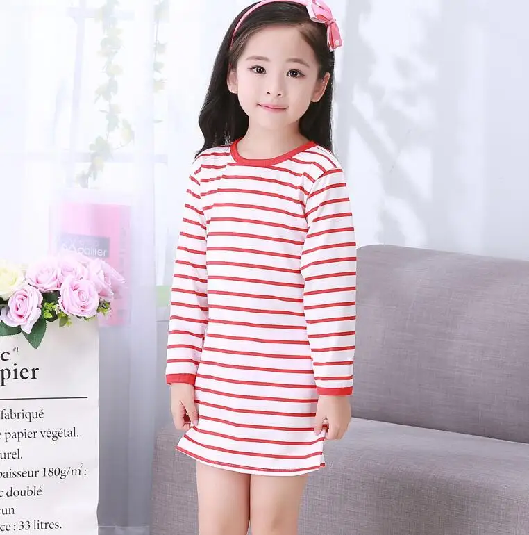 New Design Spring Autumn Children's Long-sleeved Cotton Nightgown Girls Cartoon Children's Pajamas Baby Sleepwear Dress 2-16yrs