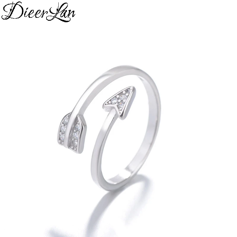 

DIEERLAN 925 Sterling Silver Love Arrow Crystal Rings for Women Jewelry Beautiful Finger Open Rings For Party Birthday Gift