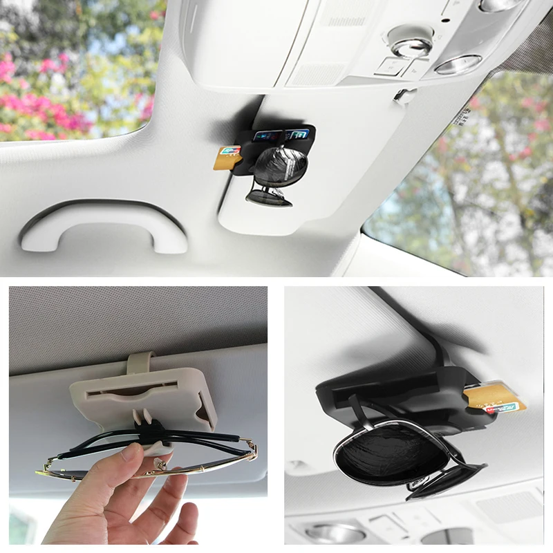 1x Car Organizer Card Holder Sun Visor Clip Sunglasses Holder For Toyota Corolla RAV4 Camry Prado Hilux Prius Land Cruiser