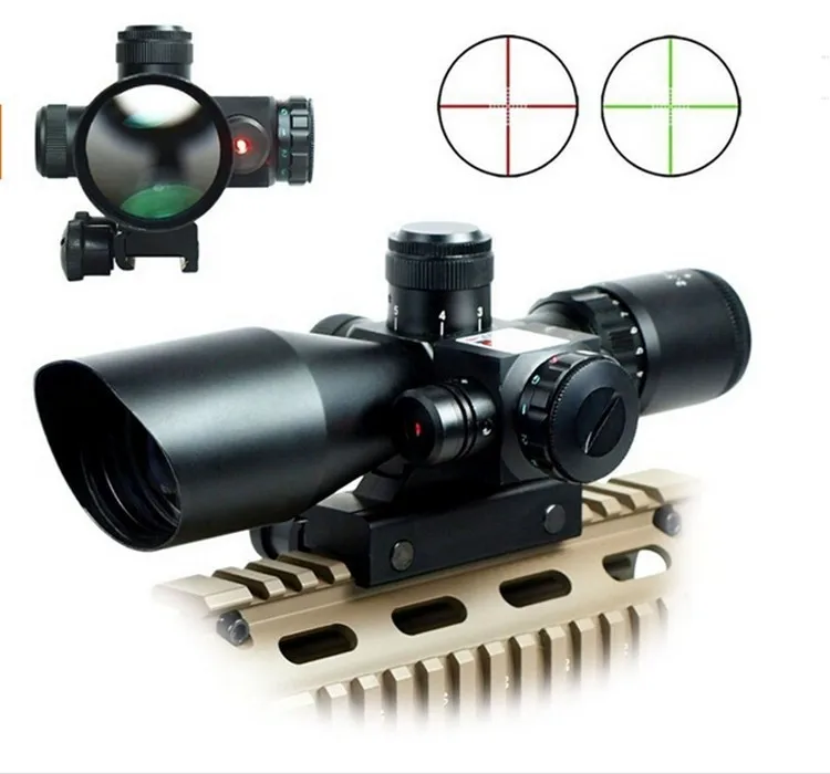 شحن مجاني 2.5-10x40 بندقية riflescope التكتيكية نطاق الصيد نطاق بندقية riflescope مع الليزر الأحمر