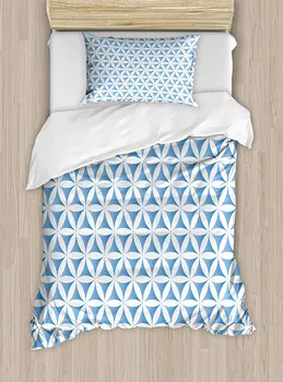 

Abstract Duvet Cover Set Flower of Life Traditional Alchemy Disc Cosmos Meditation Ethnic Pattern Bedding Set Pale Blue White