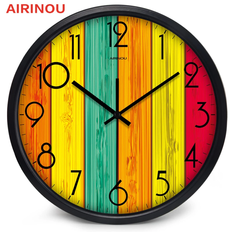 Airinou Rainbow Board Design Fun World Large Glass Wall Clock, Living Room Clock Wall Clocks