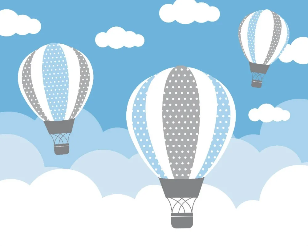 7x5FT Cahaya Langit Biru Awan Putih Up Balon Udara Rumah Perjalanan