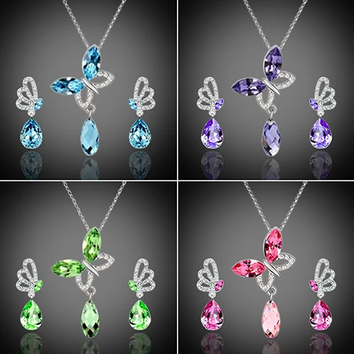 Женский комплект из колье и серёг с кристаллами|jewelry sets|necklace earrings jewelry setearrings necklace