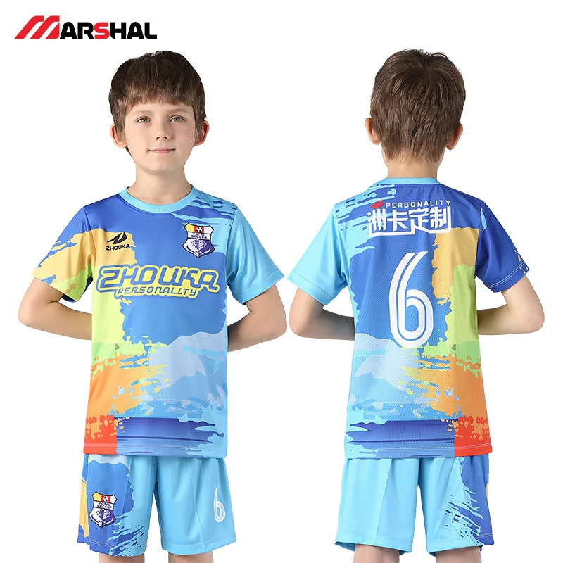 

Design Multicolored Football Uniform For Boys Form For Football Short Sleeve Polyester Kit Dry Soccer Jersey Jerseys Sport Wear