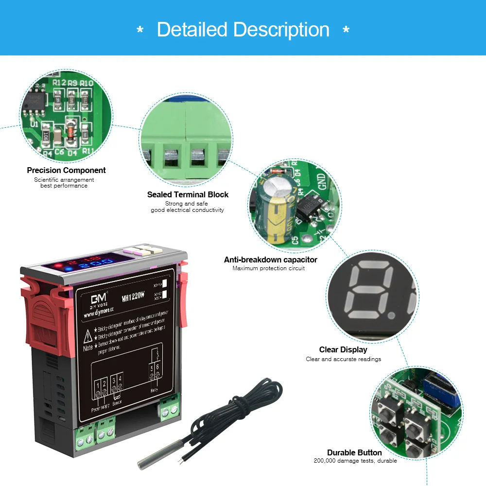 220 В 110 в 12 В MH1220W светодиодный цифровой термостат температура контроллер Крытый Открытый Отопление охлаждения термометр метеостанции