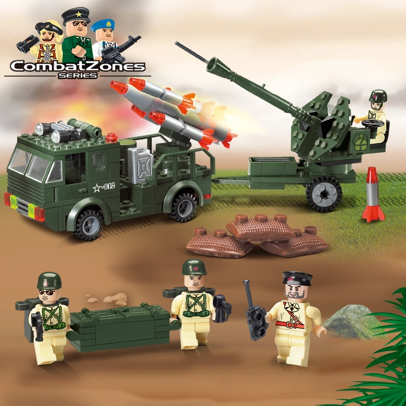 

Enlighten Military Educational Building Blocks Toys For Children Kids Gifts Mini Army Truck Missile Compatible With Legoe