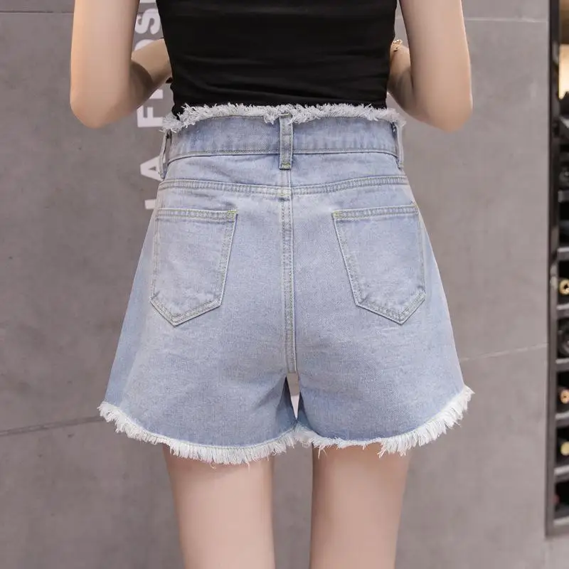 купить! 2019 New Yfashion Летние Джинсовые Шорты Женские Шорты Rough Edge с Высокой Талией Широкие Ноги Лучш Лучший!