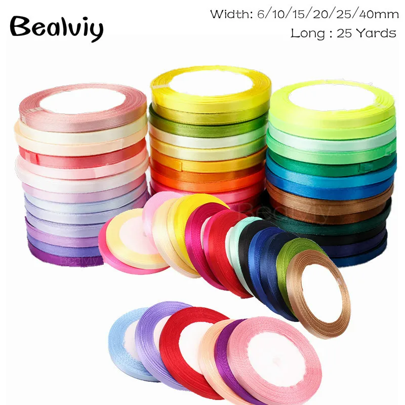 

(25 Yards/roll) 6mm Ribbons Multicolor Solid Color Satin Ribbons Wedding Decorative Gift Box Wrapping Belt DIY Crafts 22 Meters