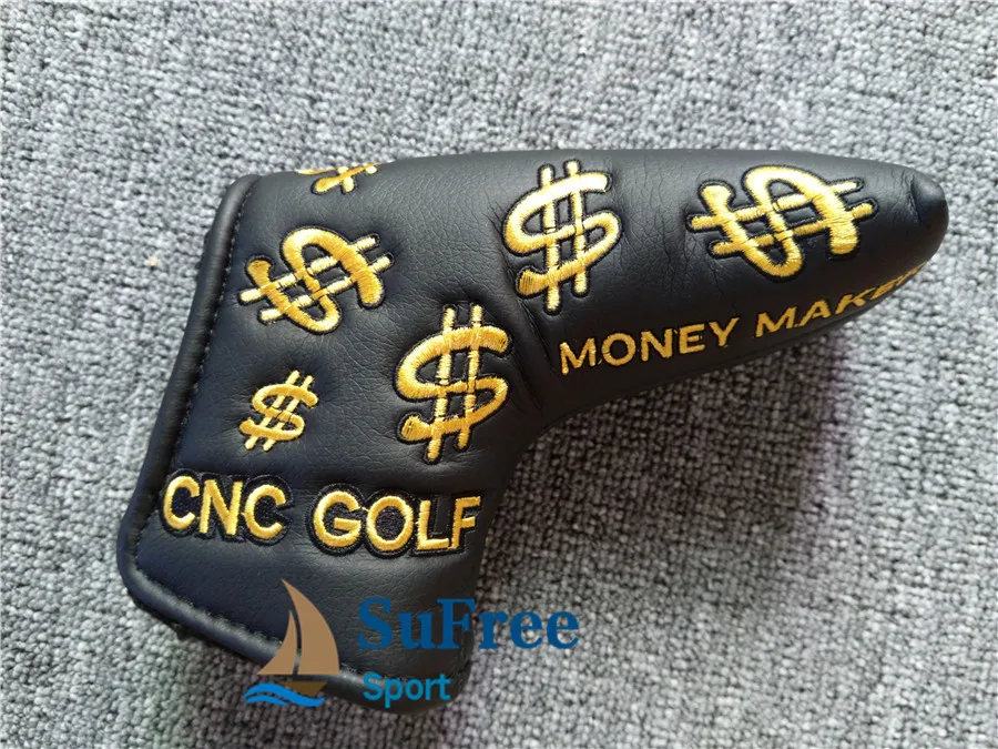 Latest Dollar Symbol Embroidered Golf Putter Head Cover Money Market Golf Blade Club Headcovers L-shaped 3colors01