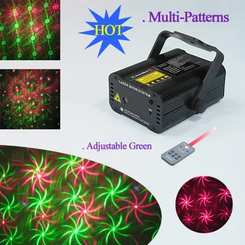 

Mini Remote Manual&Sound Green Red RG Multi-pattern Whirlwind Laser Stage lighting Projector DJ Xmas Wedding Dance Party Light