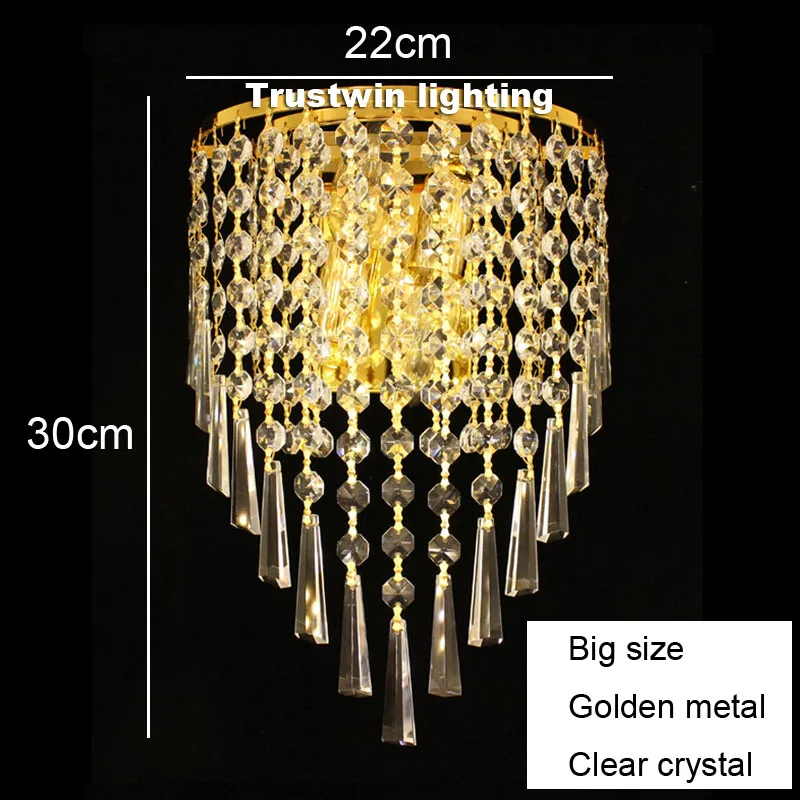 Европейский дворцовый классический настенный светильник светодиодный роскошный декоративный светильник со стеклянным золотым кристаллом - Цвет абажура: clear big size