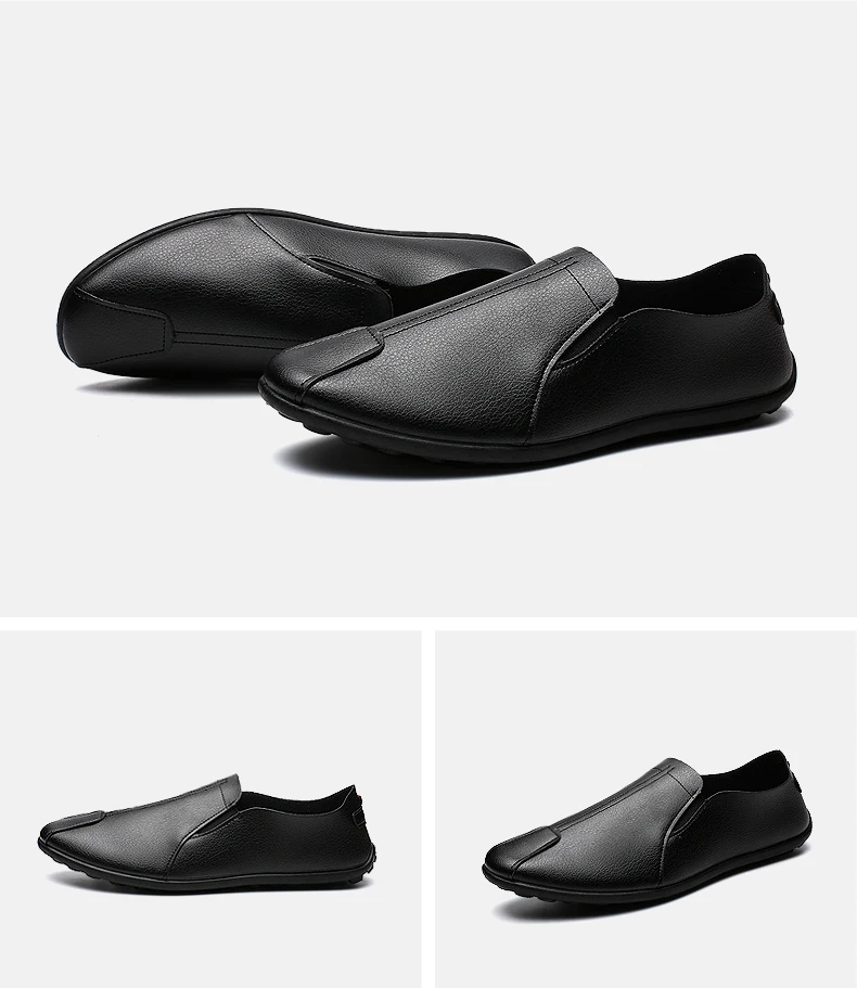 Brand Fashion Men Casual Shoes Leather High Top Breathable Comfortable Footwear Male Black White Boat Drive Mens Shoe (15)