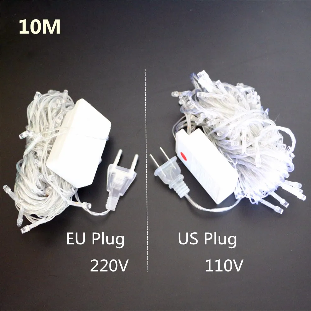 9 Цвета 10 м 100 светодиодов 220 В ЕС/110 В США открытый Праздничное освещение Рождество декоративные Xmas Строка Фея гирлянды свадьбу свет