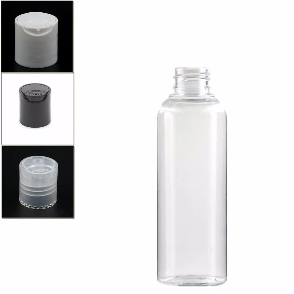 

200ml empty Dispensing Caps Plastic Bottles, clear PET bottle with black disc top cap