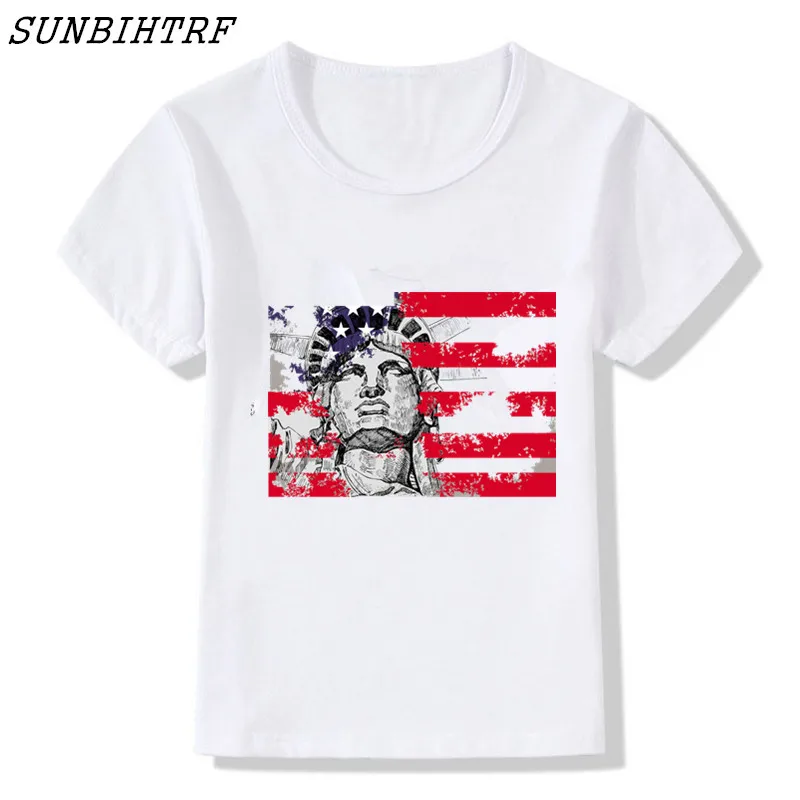 

2018 Cartoon USA Flag T-shirt Children Sexy 3d Tshirt Print Striped American Flag Kids T Shirt Summer Baby Boy/Girl Tops Tees