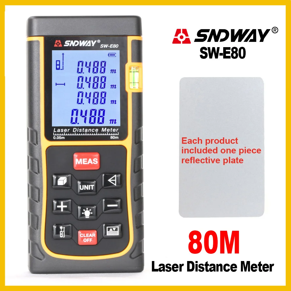 SNDWAY Rangefinder Handheld Laser Distance Meter Range Finder Hand Tool Tape Trena Ruler Tester SW-E40/50/60/70/80/100/120/150 SNDWAY Rangefinder Handheld Laser Distance Meter Range Finder Hand Tool Tape Trena Ruler Tester SW-E40/50/60/70/80/100/120/150