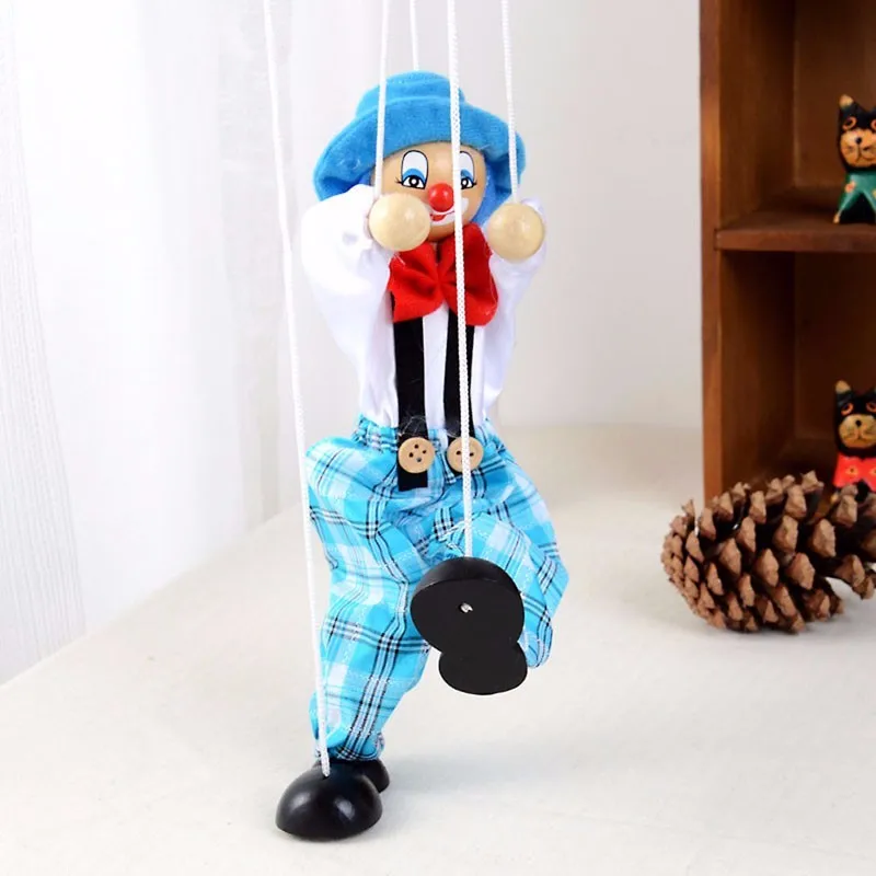 1 шт. тянуть строка кукольный клоун деревянный Marionette игрушка совместное деятельности кукла Винтаж ребенок