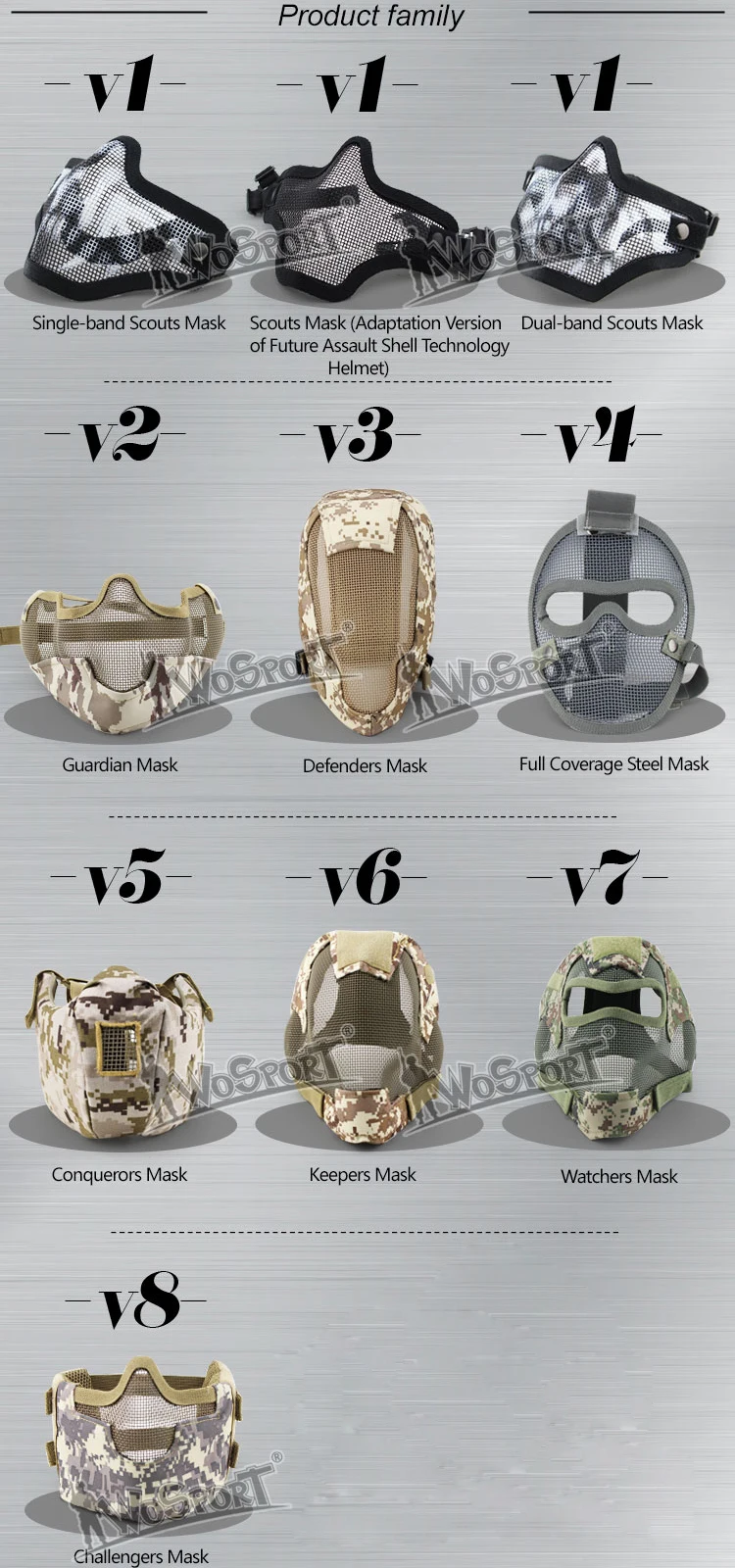 airsoft tactical paintball mask hunting accessories protective V1 half face single-band scouts mask HT16-001 (14)0