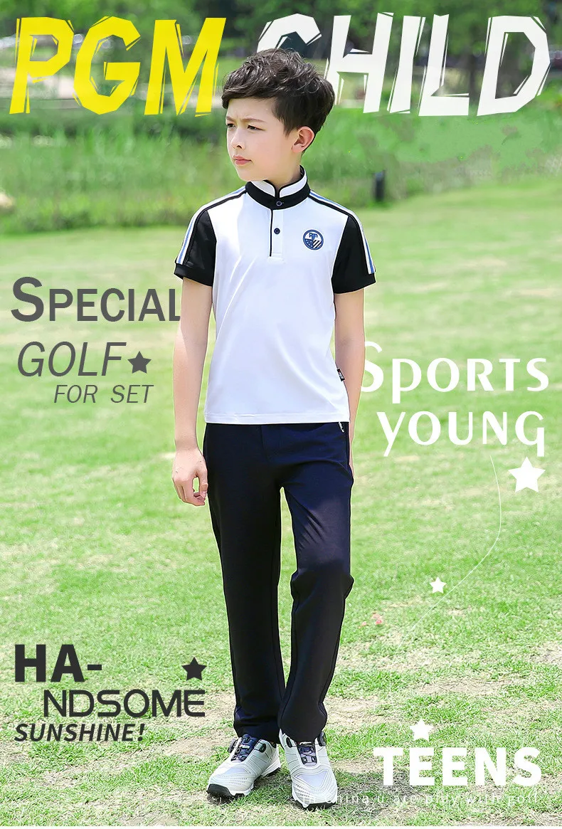 PGM гольф одежда для детей и подростков летняя дышащая ткань воротник с короткими рукавами
