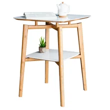 ZEN’S BAMBOO Round Table White Double Layer Assemble Square Coffee Table Bamboo Japanese Tea Table Living Room Home Furniture